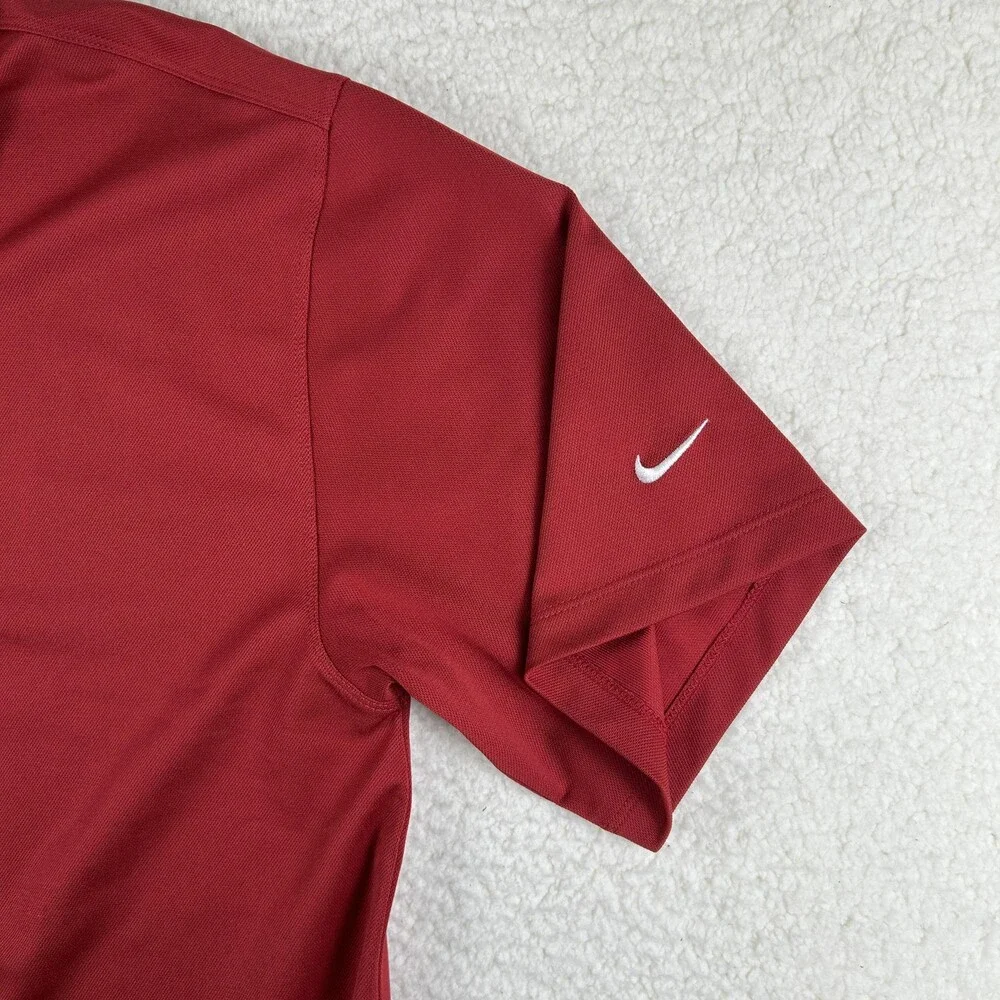 Nike Golf Polo Shirt Mens Large Red Solid Fit Dry Performance Athletic Swoosh
